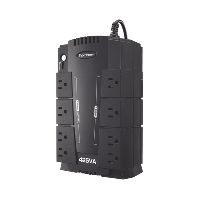 CYBERPOWER CP425SLG UPS de 425 VA/255 W, Topología Standby, Entrada 120 Vca NEMA 5-15P, Tipo Gabinete Compacto, Con 8 Tomas NEMA 5-15R