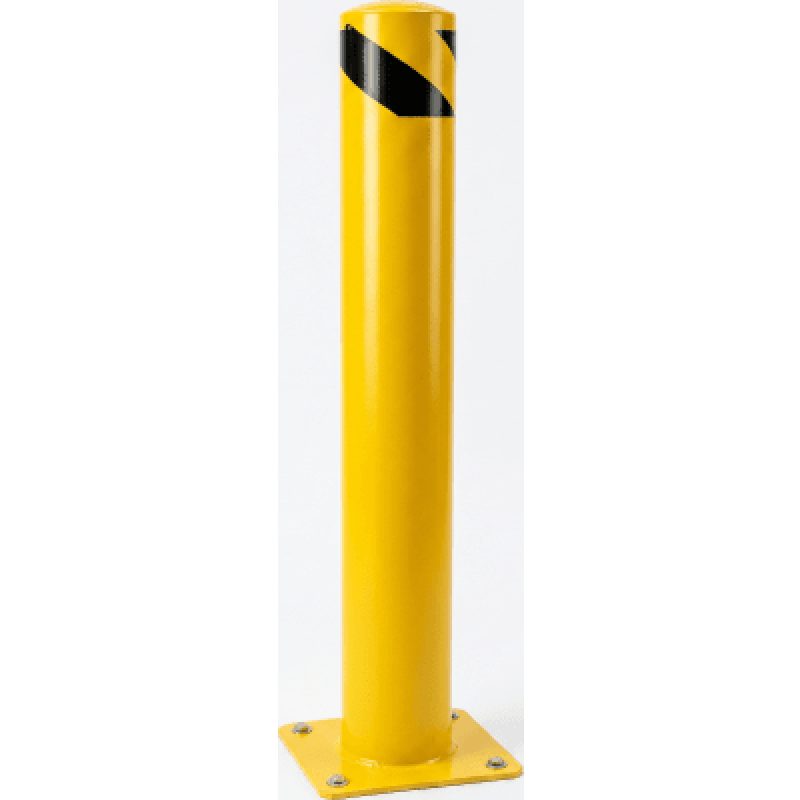 Bolardo Fijo de Acero / Diámetro 114 mm x Altura 910 mm x Pared 2 mm / Base Soldada de 150 x 150 mm / Pintura en Polvo