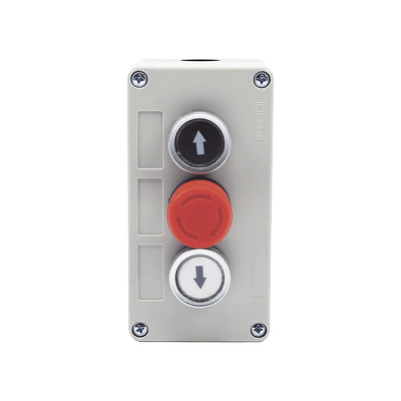 ACCESSPRO XBS-SW-03 Botonera Triple con Boton de Stop Tipo Enclavado / Para Barreras Vehiculares, Operadores Corredizos y Abatibles.