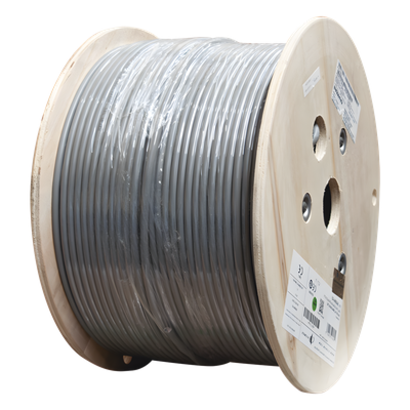 Bobina de Cable Blindado F/UTP de 4 Pares, Z-MAX, Cat6A, Soporte de Aplicaciones 10GBase-T, CM, Color Gris, 305 Metros (1000 Pies)