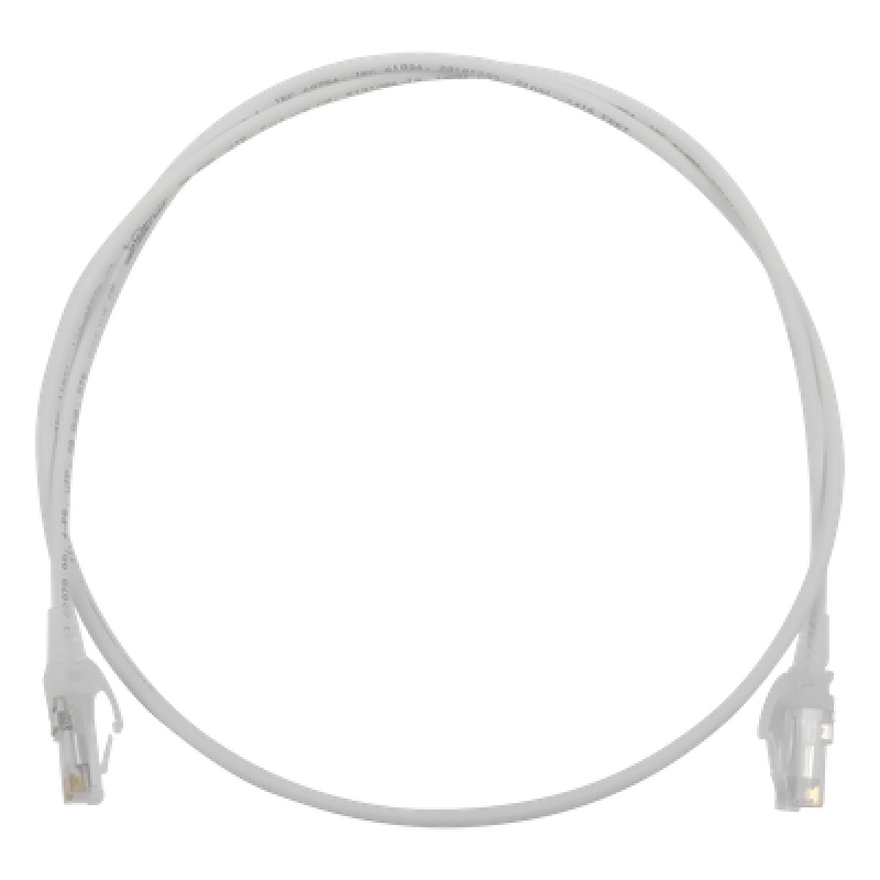 Patch Cord MC6 Modular Cat6 UTP, CM/LS0H, 0.91 Metros (3 Pies), Color Blanco, Diámetro Reducido (28AWG)