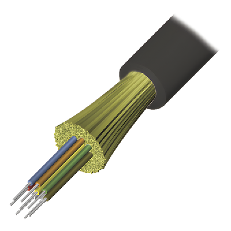 Cable de Fibra Óptica de 6 Hilos, Interior/Exterior, Tight Buffer, No Conductiva (Dieléctrica), LS0H, Multimodo OM3 50/125 Optimizada, 1 Metro (3.28 Pies)