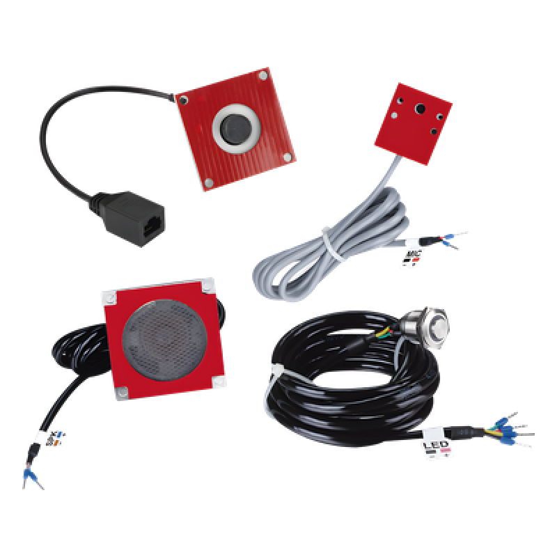 KIT de Accesorios para el modelo PA2F, incluye cámara, micrófono, parlante y botón, múltiples aplicaciones