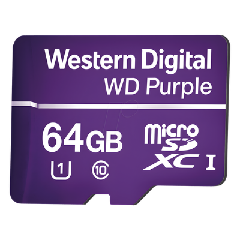 Memoria microSD de 64GB PURPLE, Especializada Para Videovigilancia, 10 VECES MAYOR DURACIÓN, 3 AÑOS DE GARANTIA