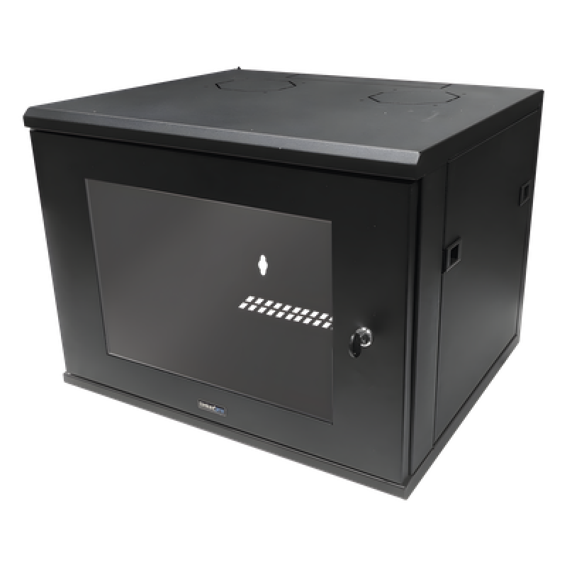 Gabinete de Montaje en Pared, Con Puerta de Cristal, de 19in, 6UR, Color Negro