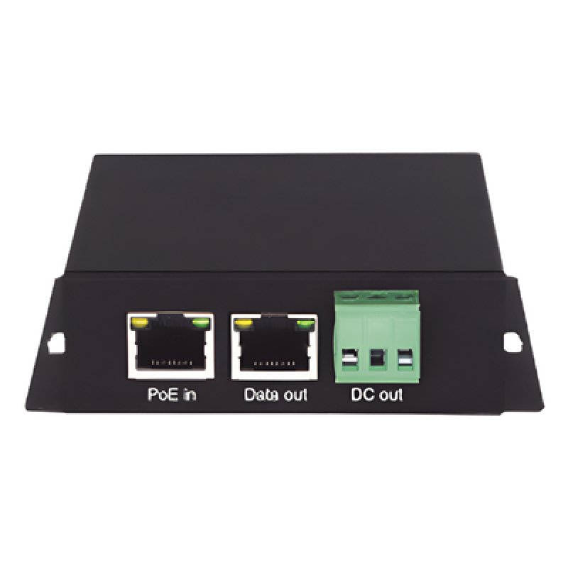Splitter PoE / 1 Puerto PoE Entrada / 1 Puerto Salida Datos / 1 Salida de 12 Vcc, 2A / Presupuesto PoE 30W