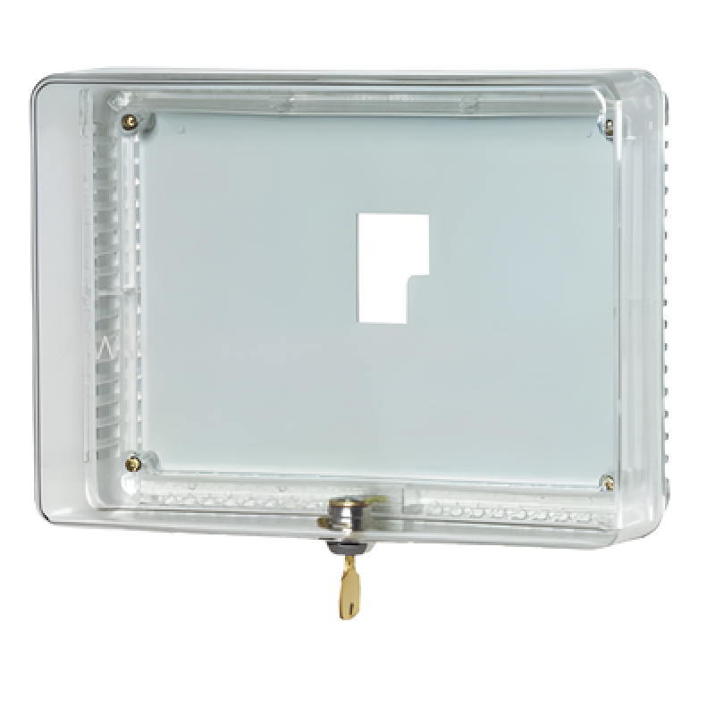 Guarda Antimanipulación para Termostato / Policarbonato Transparente / Montaje Vertical u Horizontal / Cerradura con Llave / Tamaño Grande