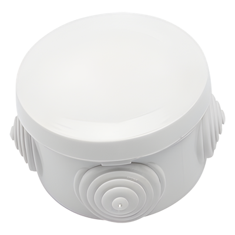Caja Derivación-Conexión de Plástico Circular con 4 Glándulas de Goma (70 diámetro X 48 alto mm). Para Instalaciones Comerciales, Residenciales e Industriales. Cerrado a Presión.
