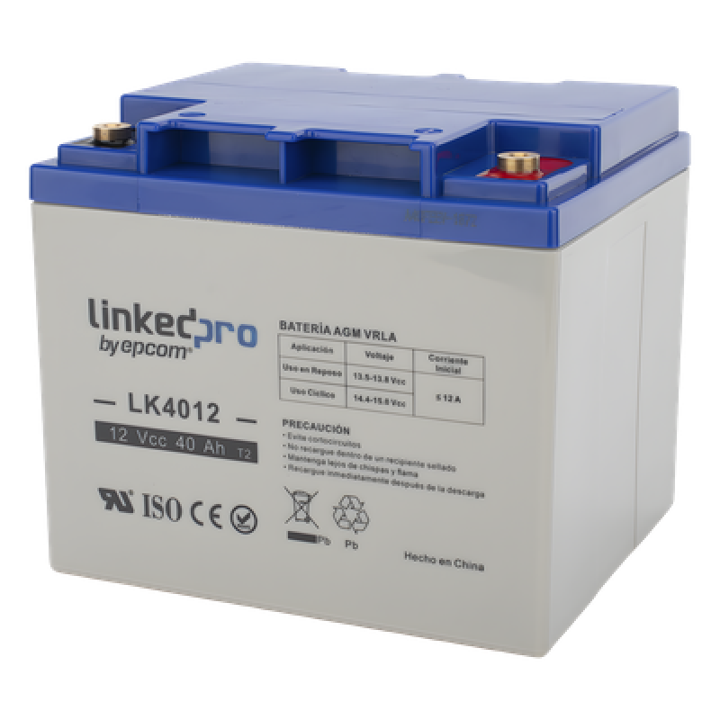 Batería de respaldo 12 V | 40 Ah | AGM | Especial para Seguridad Electrónica | UPS | Sistemas de Emergencia | Certificada UL | Vida útil 5 años | Terminales T2