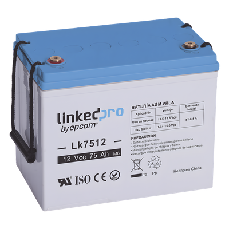 Batería de Respaldo AGM-VRLA / 12 V / 75 Ah / Terminales T3 / UL Certificada / Libre de Mantenimiento