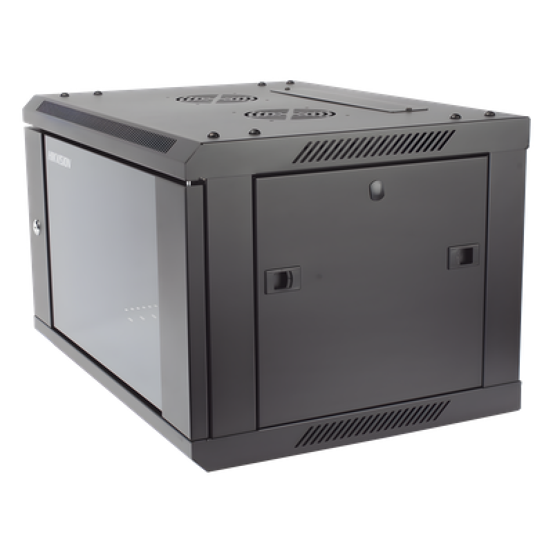 Gabinete para Montaje en Pared - Piso / Puerta de Cristal Templado / Cuerpo Fijo / 6 Unidades de Rack / 19" / Fabricado en Acero