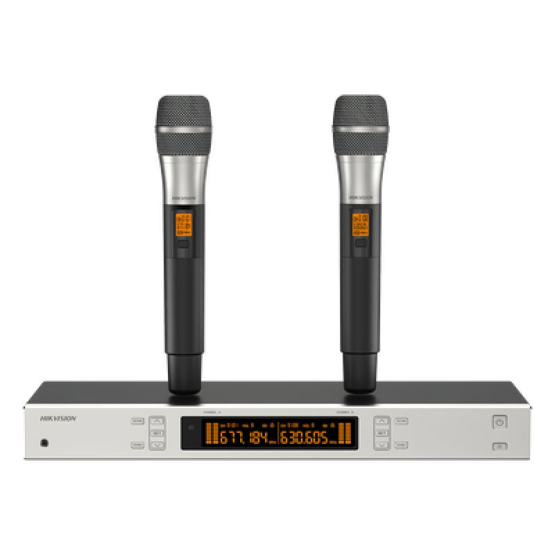 Sistema de Micrófono Inalámbrico UHF / 2 Canales / 2 Micrófonos de Mano / Frecuencia 821-942 MHz / Distancia 100 m / Salida Balanceada y No Balanceada / Sincronización Infrarroja / Recepción True Diversity