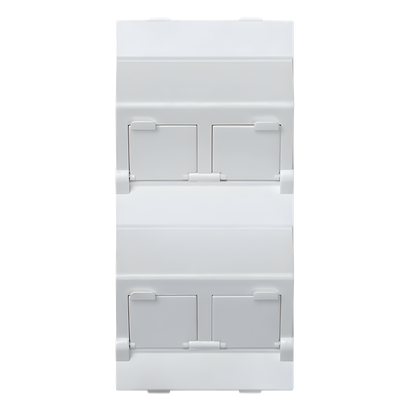 (S80CMD64/9) Placa Voz y Datos Inclinada con Guardapolvo y Adaptador Cuádruple para RJ45 Keystone