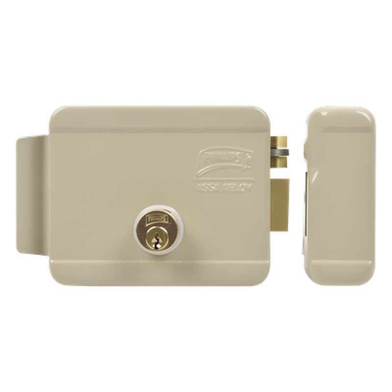 Cerradura Eléctrica / Doble Cerrojo / 12 VCC/VCA / Activación por Pulso 2 s / Exterior Derecha / 129 x 103 x 38 mm