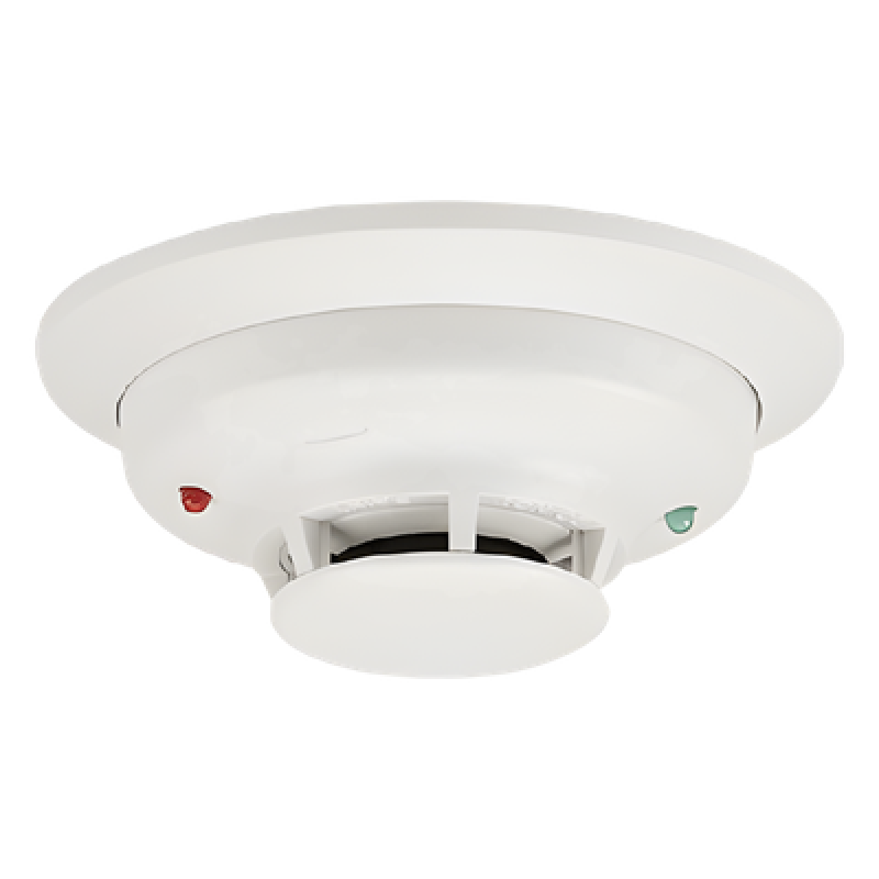 Detector fotoeléctrico de humo de 2 hilos con sensor térmico fijo a 57 grados C, para sistemas convencionales