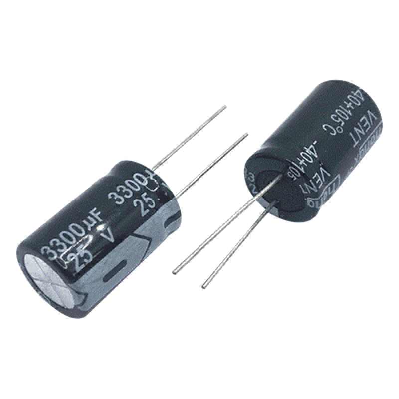 Capacitor Electrolítico Radial / 3300 µF / 25 Vcc / 105 °C / 18 x 25 mm