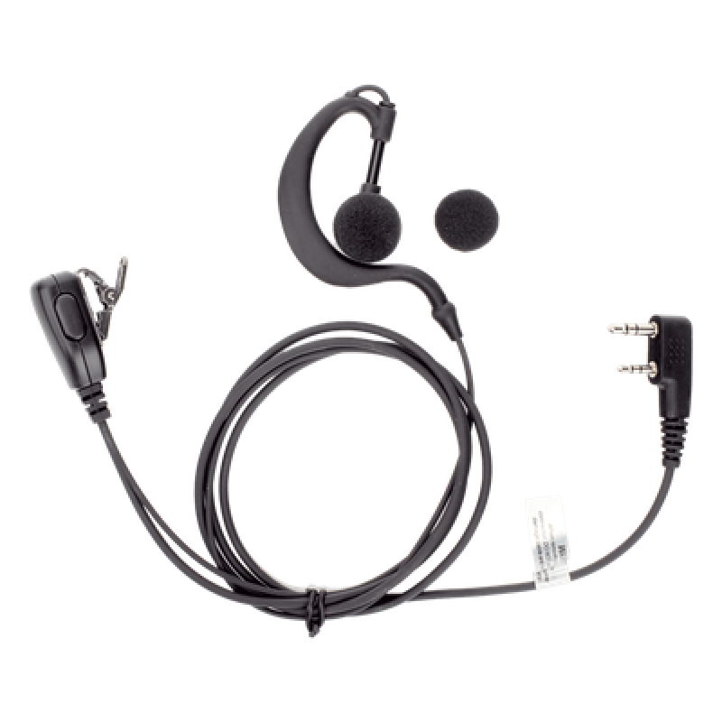 Micrófono-Audífono Profesional / Gancho Ajustable Tipo G / PTT de Solapa / Compatible Kenwood y TXPRO / Cable Kevlar Reforzado