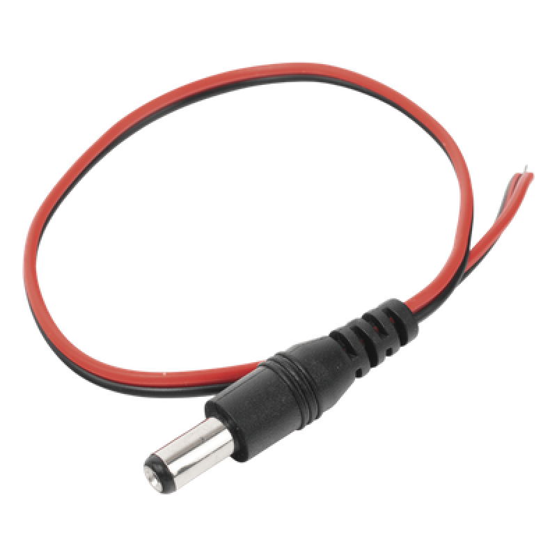 Cable Pigtail DC / Conector Macho 5.5 x 2.1 mm / Calibre 22AWG / 28.5 cm / Polarizado / 12 VCC