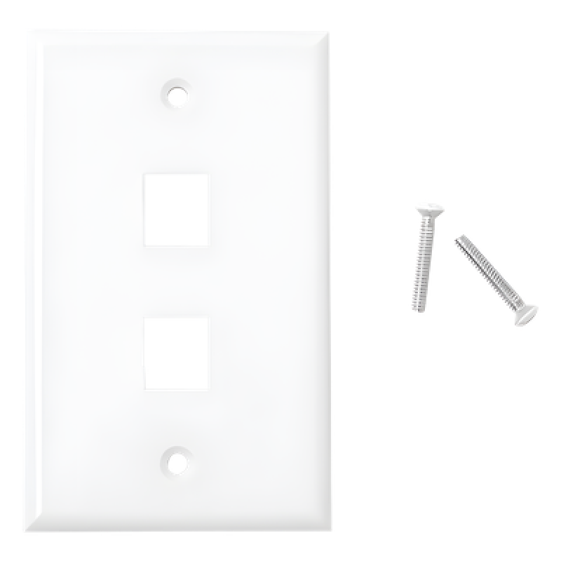 Placa de Pared de 2 Puertos, Keystone, Color Blanco