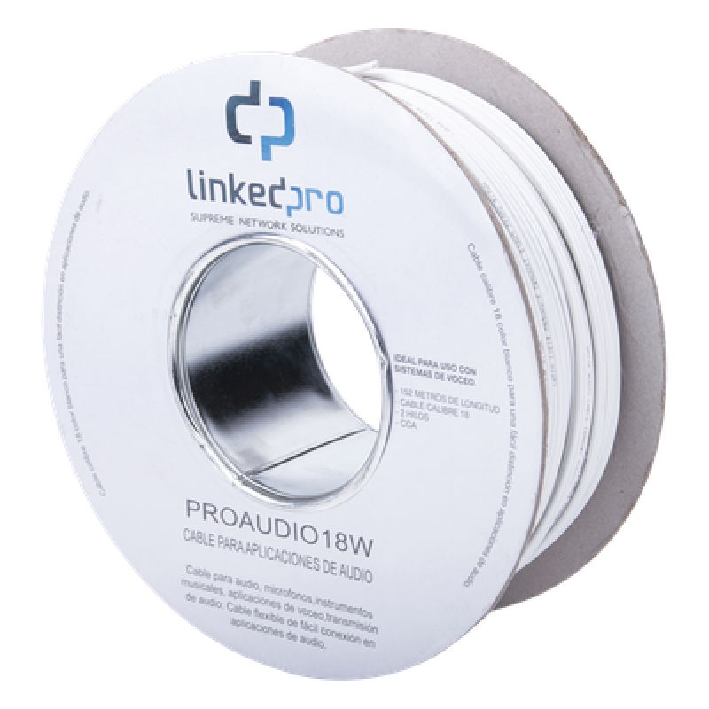 Bobina de Cable / Calibre 18 / 2 Conductores CCA / 152 m (498.7 ft) / FRNC / Blanco