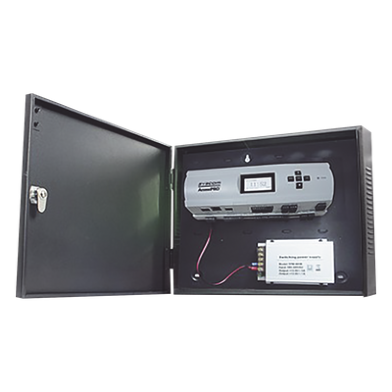 Controlador de Acceso / 4 Puertas / Biometría Integrada / 3,000 Huellas / Compatible con Sistemas de Elevadores (10 Pisos) / Incluye Gabinete y Fuente de Alimentación 12Vcc/5A