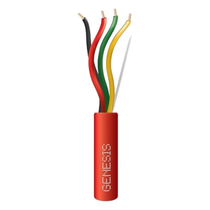 Bobina de 305 Metros (1000 Pies) de Alambre / 4 x 18 AWG / Riser / Tipo FPLR-CL3R / Resistente al Fuego / Color Rojo / Para Sistemas Contra Incendio o Sistemas de Evacuación