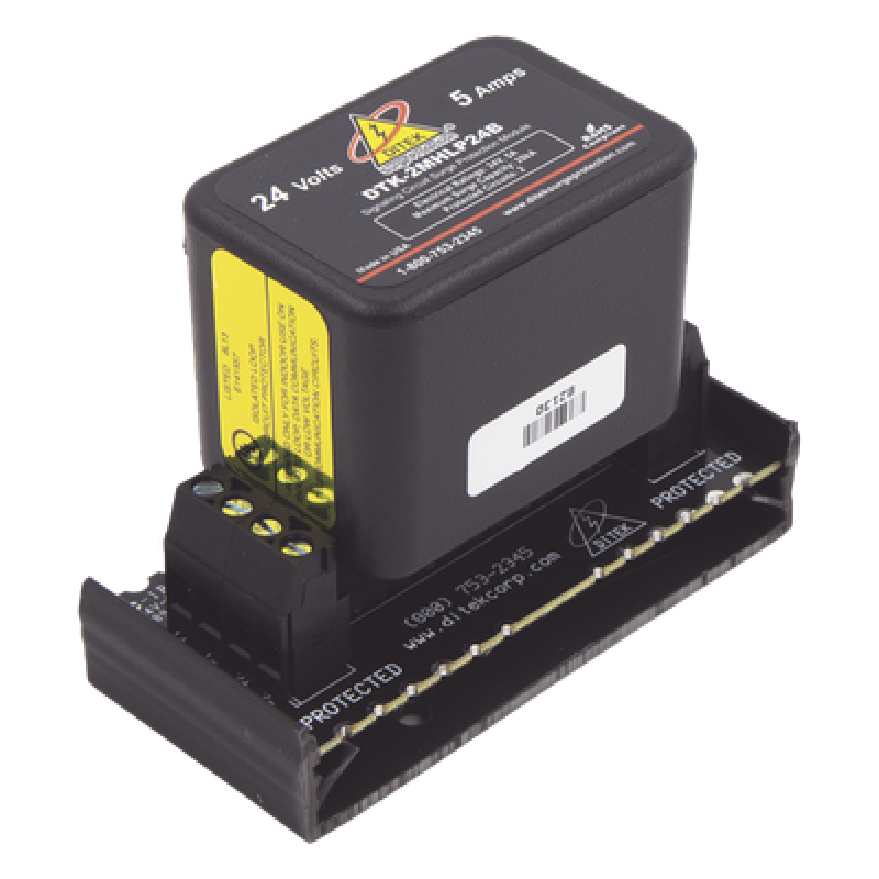 Protector Modular 24 V / 2 Pares / Base Desmontable / Snap-Track / Paneles de Incendio y Alarma