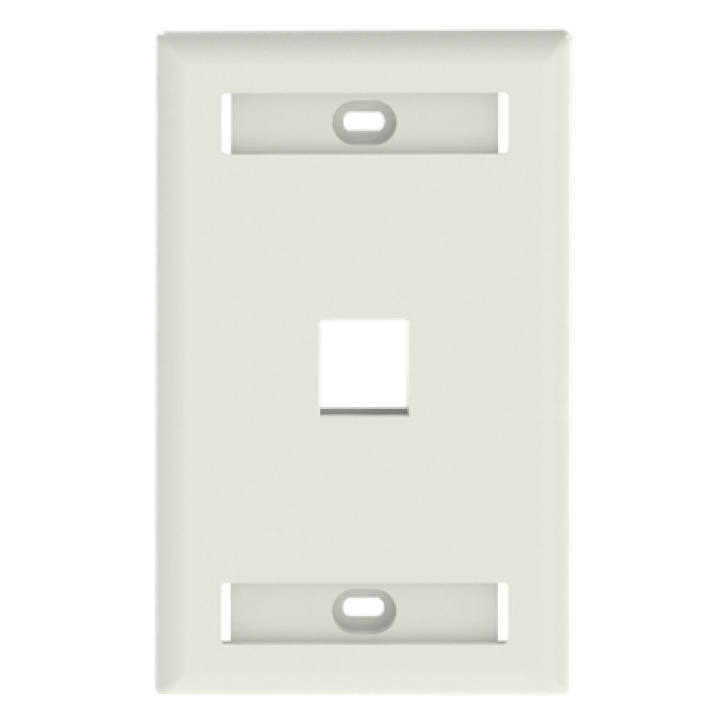 Placa de Pared Vertical, Salida Para 1 Puerto Keystone, Con Espacios Para Etiquetas, Color Blanco Mate