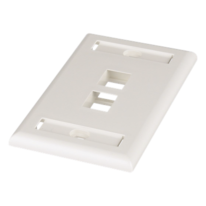 Placa de Pared Vertical, Salida Para 2 Puertos Keystone, Con Espacios Para Etiquetas, Color Blanco Mate