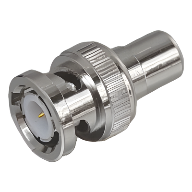 Adaptador en Línea para 75 Ohm, de Conector BNC Macho a RCA Hembra en Aplicaciones de Audio-Video para Cámaras, Monitores y DVR's.