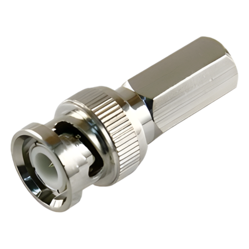 Conector BNC Macho / RG-59/U / 75 Ohm / Rosca Hexagonal 9.5 mm / Ensamble sin Herramientas / 13.9 mm x 31.8 mm