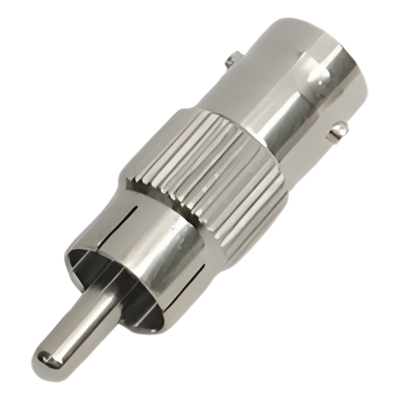 Adaptador en Línea para 75 Ohm, de Conector BNC Hembra a RCA Macho en Aplicaciones de Audio-Video para Cámaras, Monitores y DVR's.