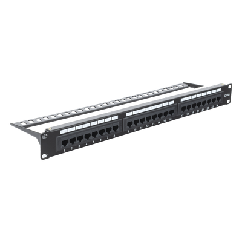 Panel de Parcheo de Impacto (110) UTP de 24 Puertos Cat6A, 19 Pulgadas (48.26 cm), con Barra para Organizar Cables y Espacio para Etiqueta