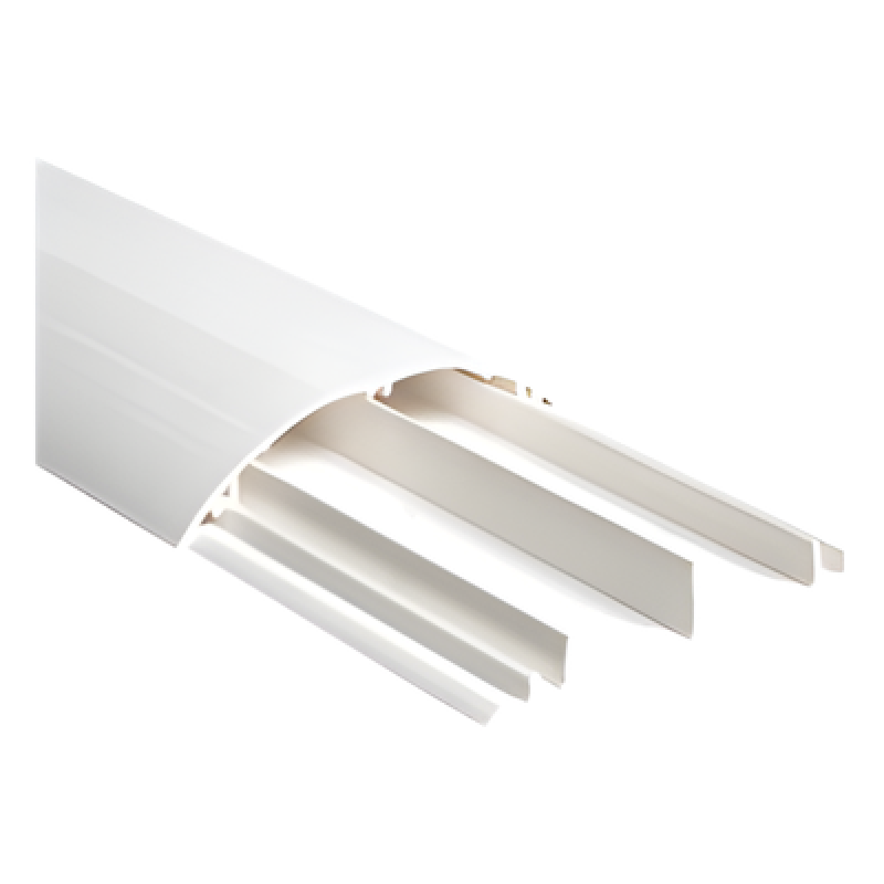 Ducto media caña color blanco de dos vias, de PVC auto extinguible, 90.5 x 19.7 x 1220mm (9400-01250)