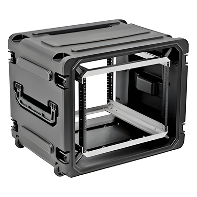 Gabinete Plástico Móvil con Amortiguador con Rack de 19", 8 Unidades.