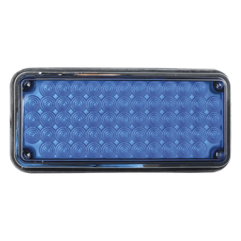 Luz de Advertencia LED / 66 LED / 7x3" / 12 VCC / 10 Patrones de Destello / Montaje Permanente / Color Azul
