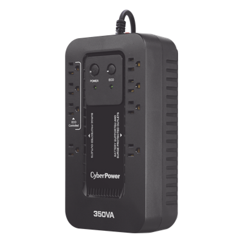 UPS de 350 VA/255 W, Topología Standby con Modo Ahorrador ECO, Entrada 120 Vca NEMA 5-15P, Con 8 Tomas NEMA 5-15R