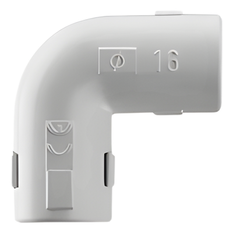 Unión en "L" (Codo) para tubería rígida, recomendado para cable eléctrico, PVC Auto-extinguible, de 25 mm