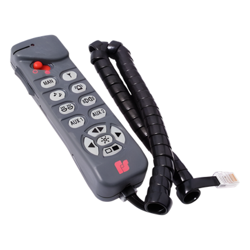 Control remoto / Botonera BCT500 / Microprocesador / RS-485 / 10 salidas relé 10A / 12V ±20% / -20°C a +60°C / 5.9 x 1.7 x 1.4 in (BCT500) / 2.4 x 5.5 x 7.5 in (GEP500)
