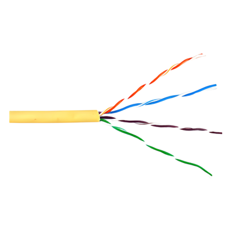 Bobina de Cable UTP Cat6 Riser / 305m (1000 pies) / Color Amarillo / UL CMR / Probado a 350 MHz / 23 AWG Cobre Sólido / -20°C a 75°C / CCTV, Datos, IP, RS485