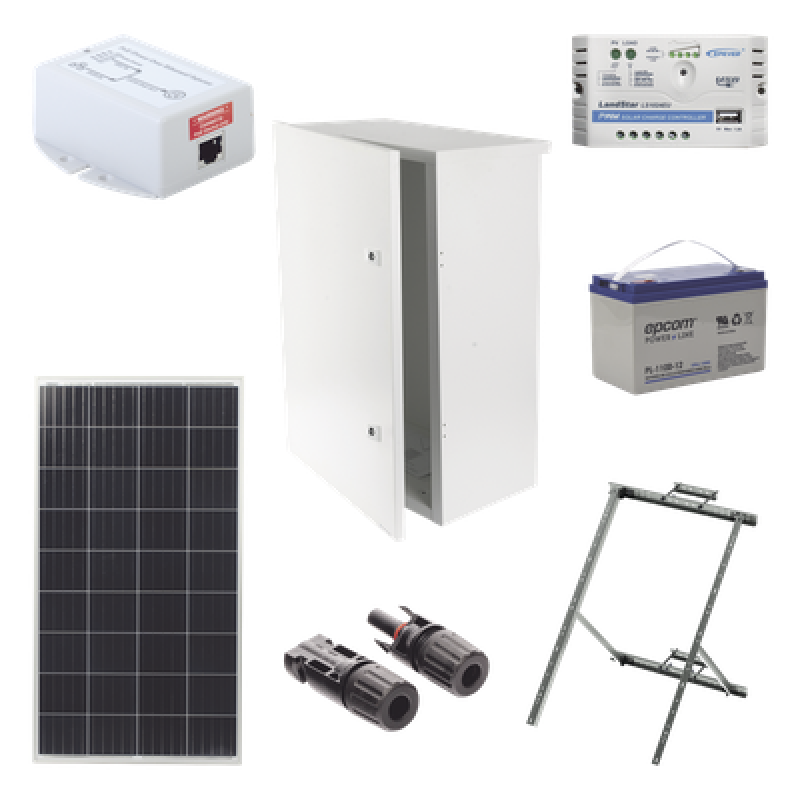 Kit Solar de 14 W con PoE Pasivo 24 Vcc para un radio de Ubiquiti airMAX o Cambium ePMP