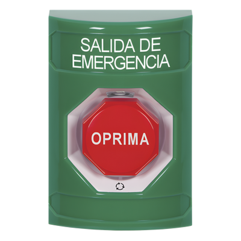 Botón de Salida de Emergencia , Texto en Español, Acción Mantenida, Girar para Restablecer, LED de iluminación