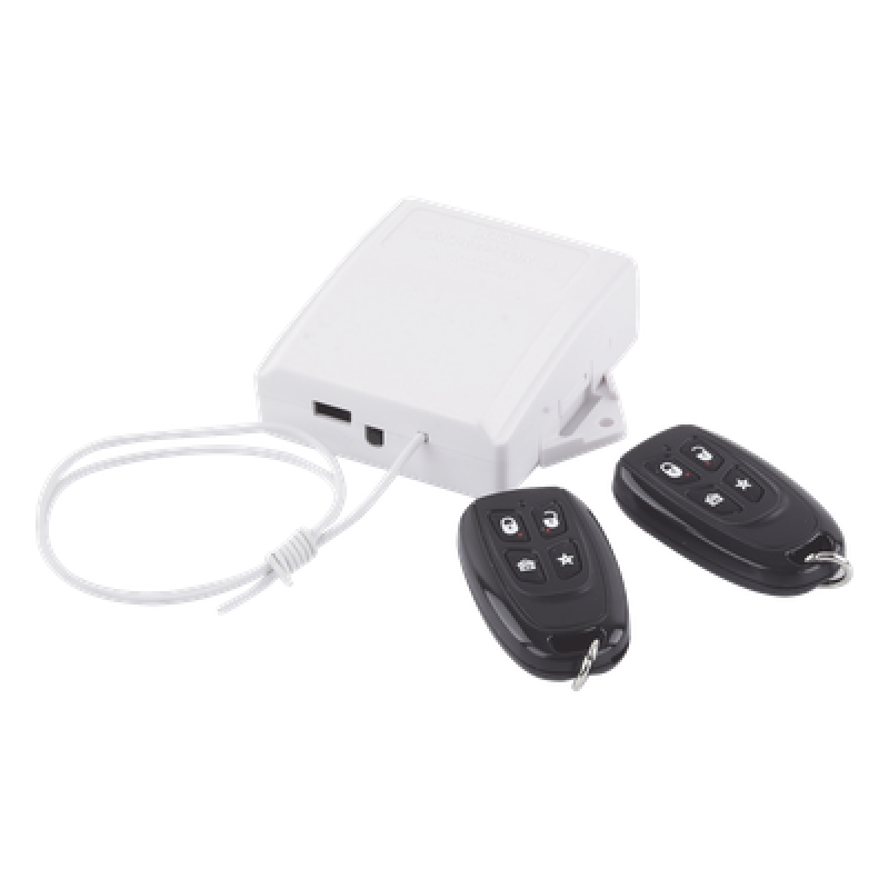 Receptor universal 433 MHz con dos controles remotos y salidas relay compatible con múltiples paneles de alarma