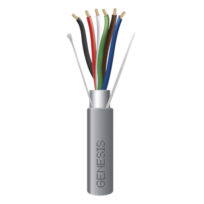 Cable para Alarma / 6 Conductores / 22 AWG / Blindado / Riser / 305 m (1000 ft) / Gris