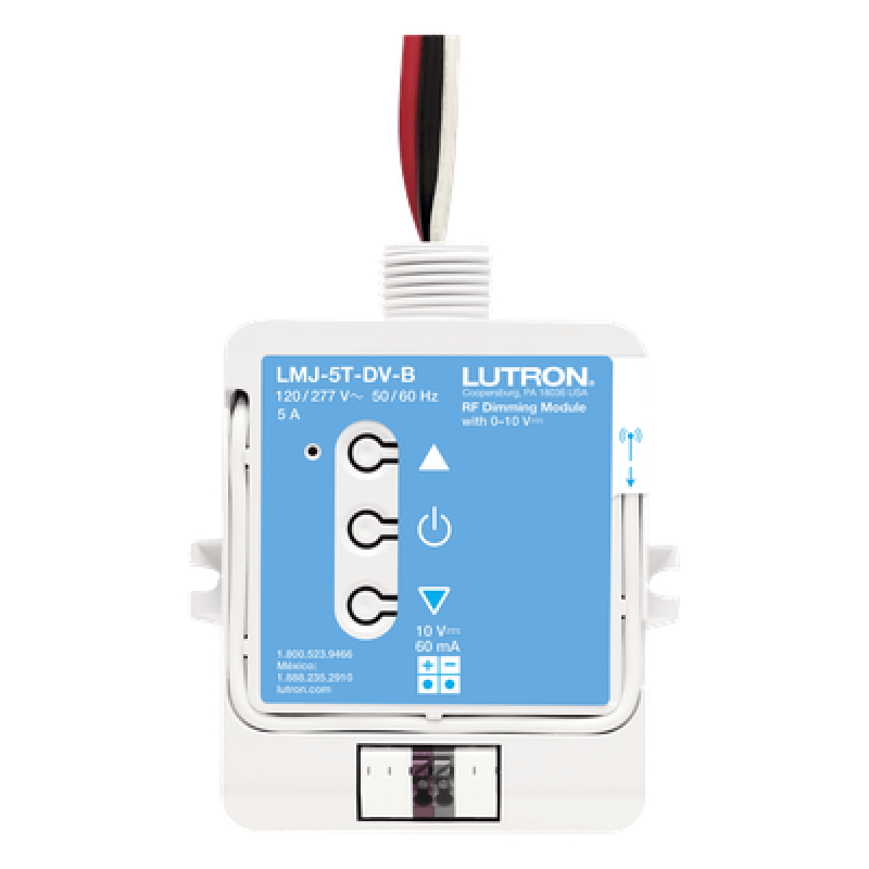 Módulo de atenuación RF con control 0-10 V para balastros fluorescentes y drivers LED, conmuta hasta 5 A a 120/277 V, para sistemas RadioRA 2 y HomeWorks QS