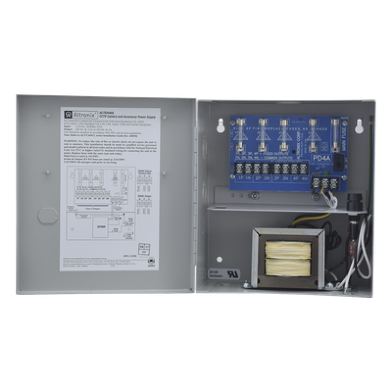 Fuente de poder ALTRONIX de 24 Vca @ 3.5 Amper o 28 Vca @ 3.0 Amper, para 4 cámaras, Con voltaje de entrada de 115 Vca,