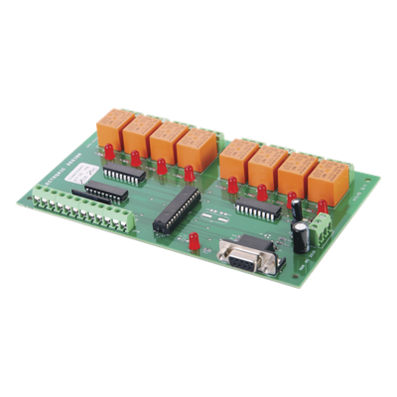 Tarjeta de Control Programable / 8 Puertas / 8 Relevadores Aislados / RS232 / 12-24 VCC y 24 VCA / 6.725 x 4.025 pulg