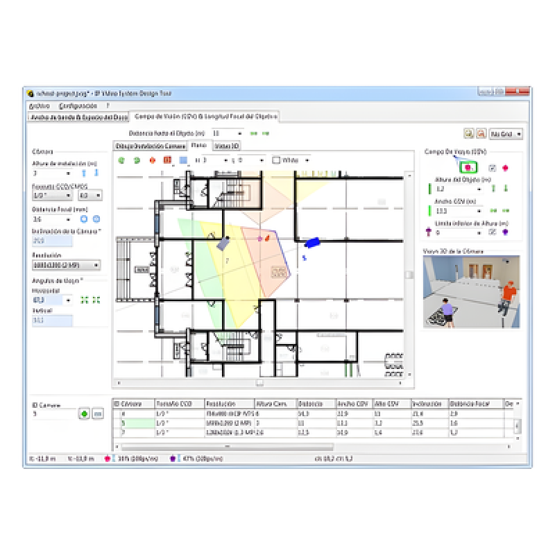 Software de Diseño para Sistemas de Video IP / 64 Cámaras por Proyecto / Simulación 3D Fisheye / Importación CAD y Mapas