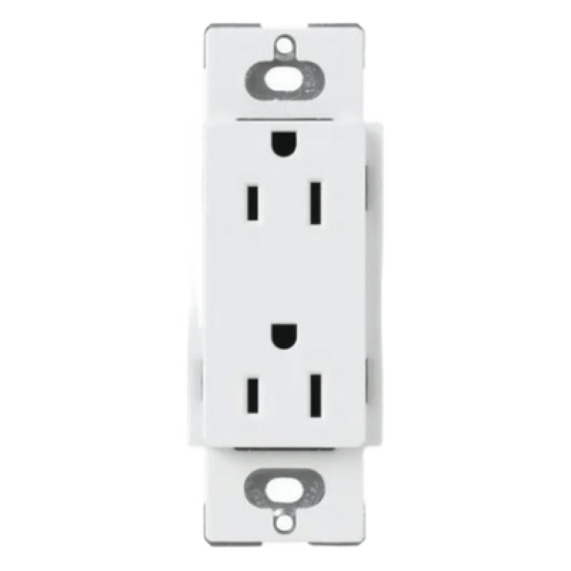 Tomacorriente dúplex Claro de 15 A, 125 V, estilo decorador de perfil delgado, color blanco