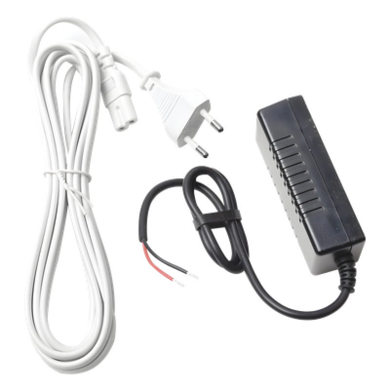 Adaptador de corriente compacto con cable de salida a conductores, para panel de alarma